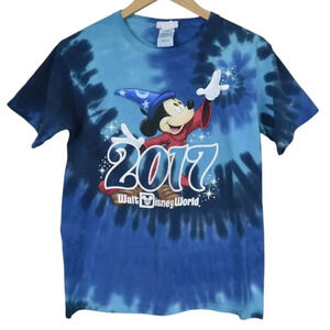 Disney Parks Walt Disney World Tie Dye Mickey Mouse Fantasia T-Shirt Youth Large